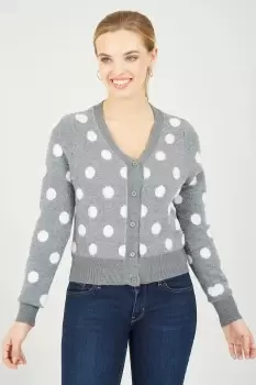 Grey Buttoned Down Spot Cardigan
