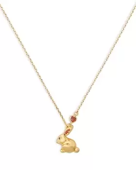 kate spade new york Cubic Zirconia Bunny Mini Pendant Necklace in Gold Tone, 16-19