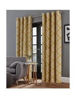 Catherine Lansfield Aztec Lined Eyelet Curtains