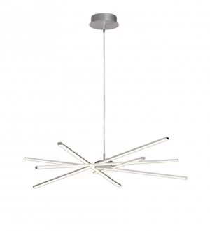 Ceiling Pendant 100cm Round 60W 3000K, 4800lm, Dimmable Silver, Frosted Acrylic, Polished Chrome