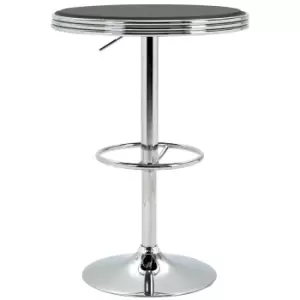 HOMCOM Round Height Adjustable Pub Table Counter Bar Table with Faux Leather Tabletop and Adjustable Footrest for Dining Room, Home Bar