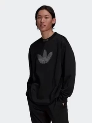 adidas Originals Sprt Logo Crewneck Sweatshirt, Black, Size L, Men