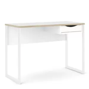 Function Plus Desk 1 Drawer In White With Oak Effect Trim