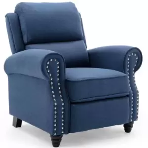 Duxford Linen Fabric Pushback Recliner Chair - Blue