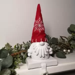 26cm Premier Christmas White Gonk Stocking Holder in Red Hat