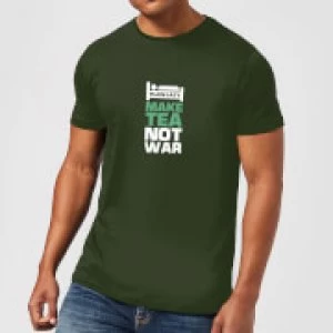 Plain Lazy Make Tea Not War Mens T-Shirt - Forest Green - M