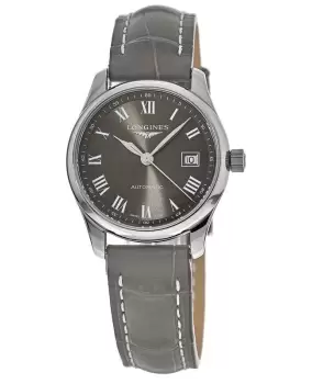 Longines Master Collection Automatic 29mm Grey Dial Grey Leather Womens Watch L2.257.4.71.3 L2.257.4.71.3
