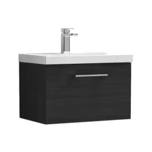 Arno Charcoal Black 600mm Wall Hung Single Drawer Vanity Unit with 40mm Profile Basin - ARN622A - Charcoal Black - Nuie