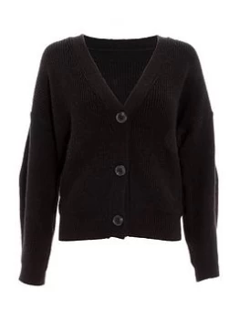 Quiz Black Knitted Crop Cardigan - S