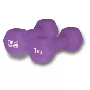 UFE Urban Fitness Hex Dumbbells - Neoprene Covered (pair) (2 X 1Kg - Purple)