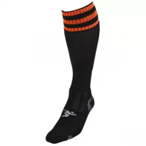 Precision 3 Stripe Pro Football Socks Junior J12-2 Black/Tangerine