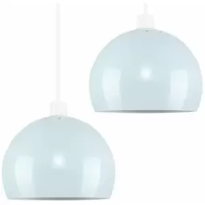 2 x Arco Ceiling Pendant Light Shades Domed Lampshades - Pale Blue - No Bulb