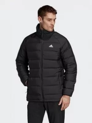 adidas Helionic Mid-length Down Jacket, Black, Size L, Men
