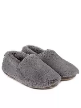 TOTES Faux Fur Full Back Slippers - Grey, Size 5-6, Women