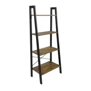 Industrial 4-tier storage rack ladder shelf bookshelf in rustic brown and Black - rustic brown