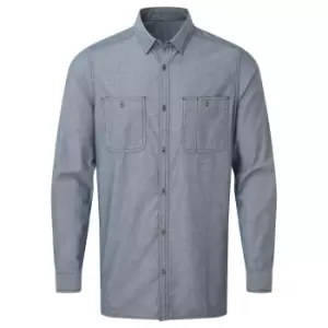 Premier Mens Chambray Organic Long-Sleeved Shirt (XXL) (Indigo Denim)