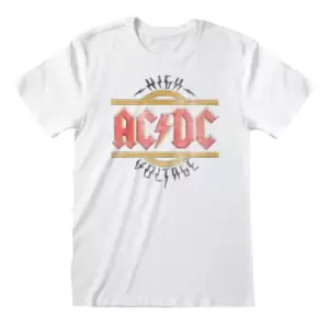 AC/DC Unisex Adult High Voltage Vintage T-Shirt (XL) (White)