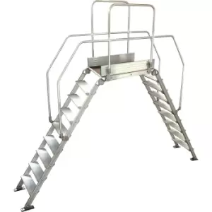 Aluminium ladder bridging, overall max. load 200 kg, 9 steps, platform 900 x 530 mm