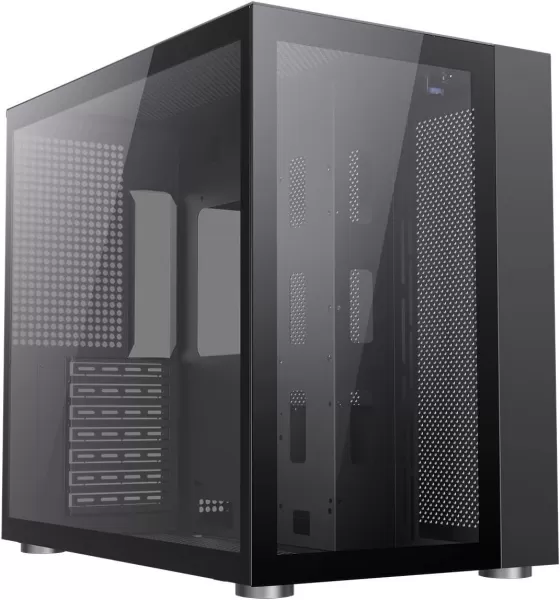 GameMax Infinity Gaming Case w/ Glass Side & Front ATX Dual Chamber No Fans inc. Mesh Panels USB-C Black