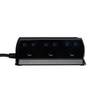 Masterplug 6-Socket 1m Extension Lead with USB Charging - Black