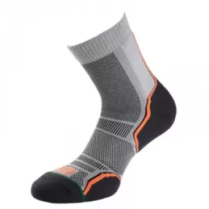 1000 Mile Mens Trail Socks (Pack of 2) (9 UK-11 UK) (Grey/Orange)