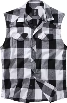 Brandit Checkshirt sleeveless Shirt, black-white, Size S, black-white, Size S