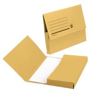 5 Star Document Wallet Foolscap 285gms Yellow Pack of 50