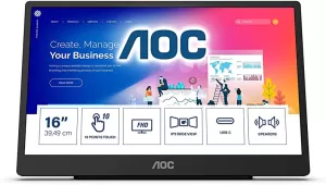 AOC 16" 16T2 Full HD IPS Touch Screen Portable LED Monitor