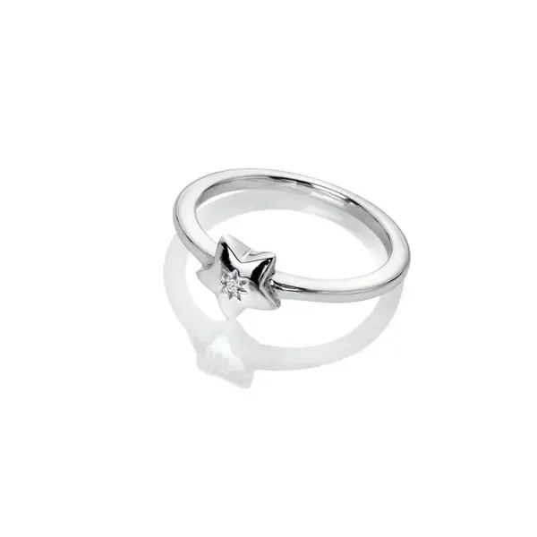 Hot Diamonds Sterling Silver Star Ring DR242/P Size: Size P
