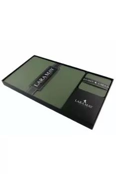 Set of 8 Olive Green Recycled Leather Placemats and 8 Leather Coasters