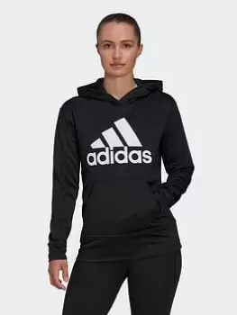adidas Aeroready Big Logo Hoodie, Black/White Size M Women