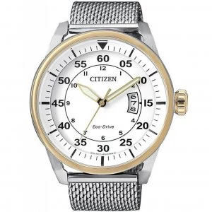 Citizen Eco-Drive Aviator Mens Stainless Steel Watch AW1364-54A