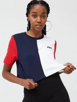 Fila Prudence Cut And Sew Crop T-Shirt - Multi, Size XS, Women