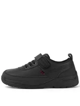 Kickers Stomper Lo School Shoe - Black, Size 7 Younger