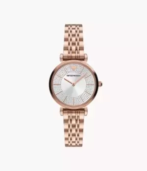 Emporio Armani Womens Emporio Armani Two-Hand Rose Gold-Tone Stainless Steel Watch