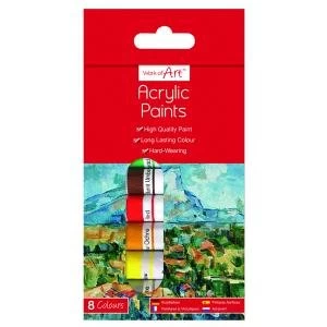 Work of Art Hard-Wearing Acrylic Paint Tubes Assorted Pack of 12