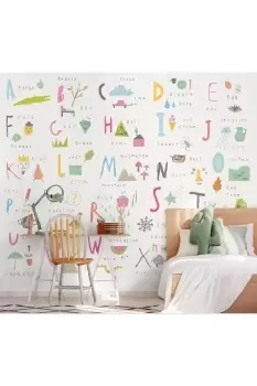 Childrens Alphabet Illustrations Multi Bright Matt Smooth Paste the Wall Mural 300cm wide x 240cm high