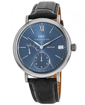 IWC Portofino Hand Wound Eight Days Blue Dial Leather Strap Mens Watch IW510106 IW510106