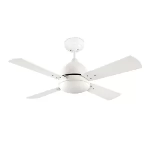 Borneo Ceiling Fan White with Wood Blades E27