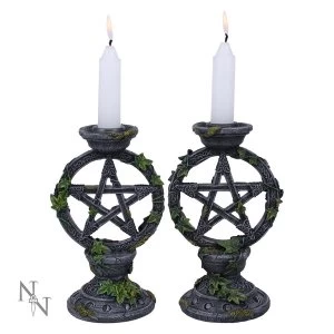 Wiccan Pentagram Candlesticks Set of 2
