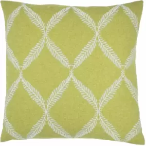 Paoletti - Olivia Lattice Embroidered Piped Cushion Cover, Citron, 45 x 45 Cm