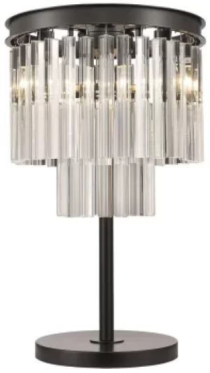 Spring 3 Light Table Lamp Black Chrome, Crystal, E14