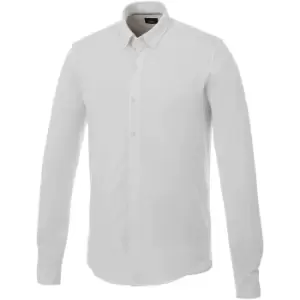 Elevate Mens Bigelow Long Sleeve Pique Shirt (S) (White)