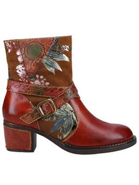 Riva Aisha Floral Painted Buckle Ankle Boots - Brown Brown VNOLK Female 8