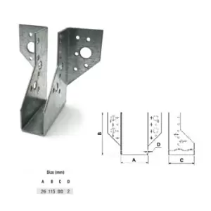 Moderix - Jiffy Timber Joist Hangers Decking Lofts Roofing Zinc Packs - Size 26x115x80x2mm - Pack of 20