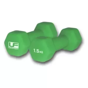 UFE Urban Fitness Hex Dumbbells - Neoprene Covered (pair) (2 X 1.5Kg - Green)
