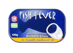 Fish4Ever Mackerel Fillets in Organic Sunflower Oil 120g
