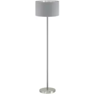 Eglo - Maserlo - 1 Light Floor Lamp Satin Nickel, Grey, E27