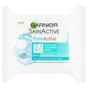 Pure Active 2in1 Purifying Cleansing Face Wipes 25 Pack