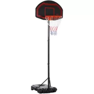 Outdoor Adjustable Basketball Hoop Stand w/ Wheels and Stable Base - Black - Homcom